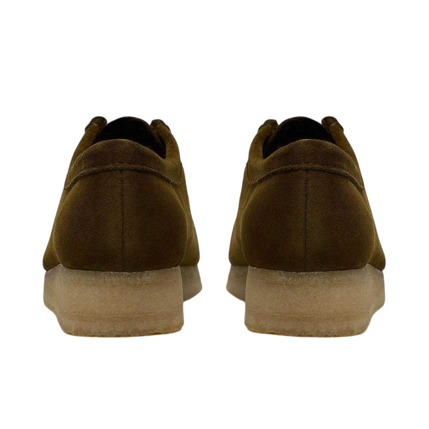 Olive - Back - Clarks Originals Womens-Ladies Wallabee Suede Moc Toe Formal Shoes