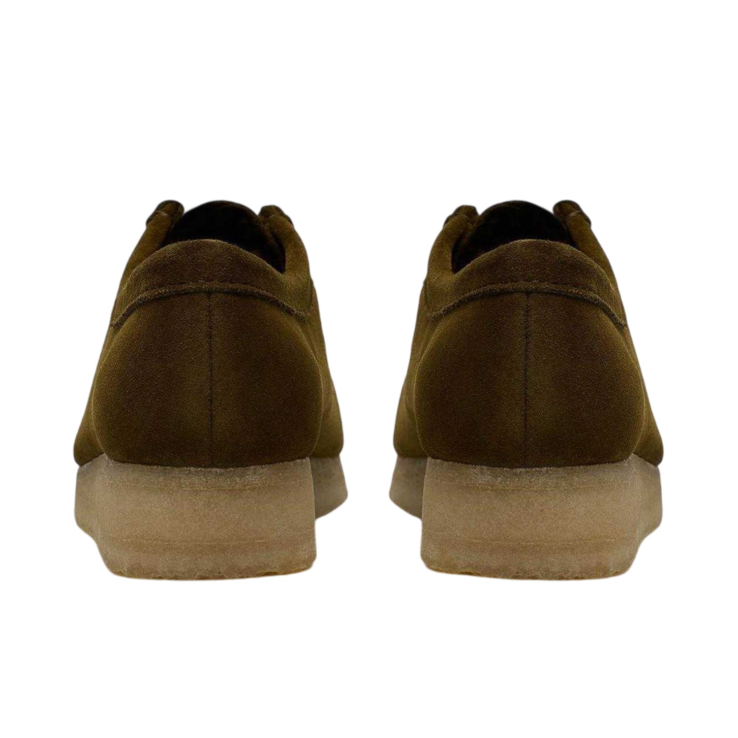 Olive - Back - Clarks Originals Womens-Ladies Wallabee Suede Moc Toe Formal Shoes