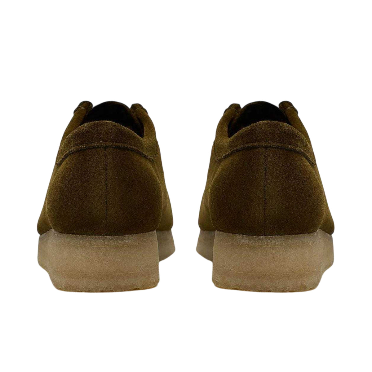 Olive - Back - Clarks Originals Womens-Ladies Wallabee Suede Moc Toe Formal Shoes