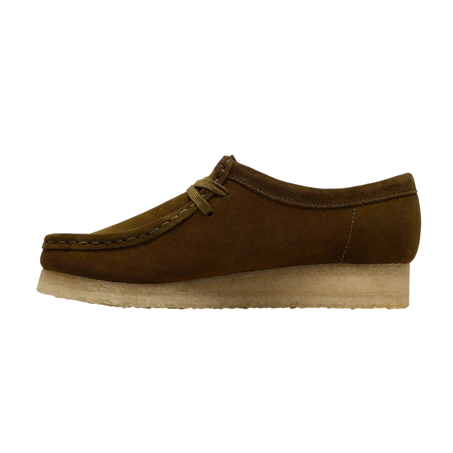 Olive - Side - Clarks Originals Womens-Ladies Wallabee Suede Moc Toe Formal Shoes