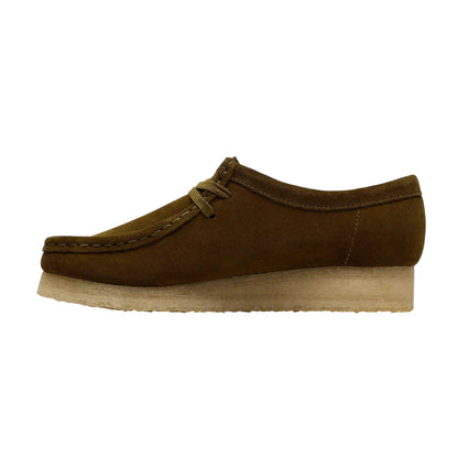 Olive - Side - Clarks Originals Womens-Ladies Wallabee Suede Moc Toe Formal Shoes