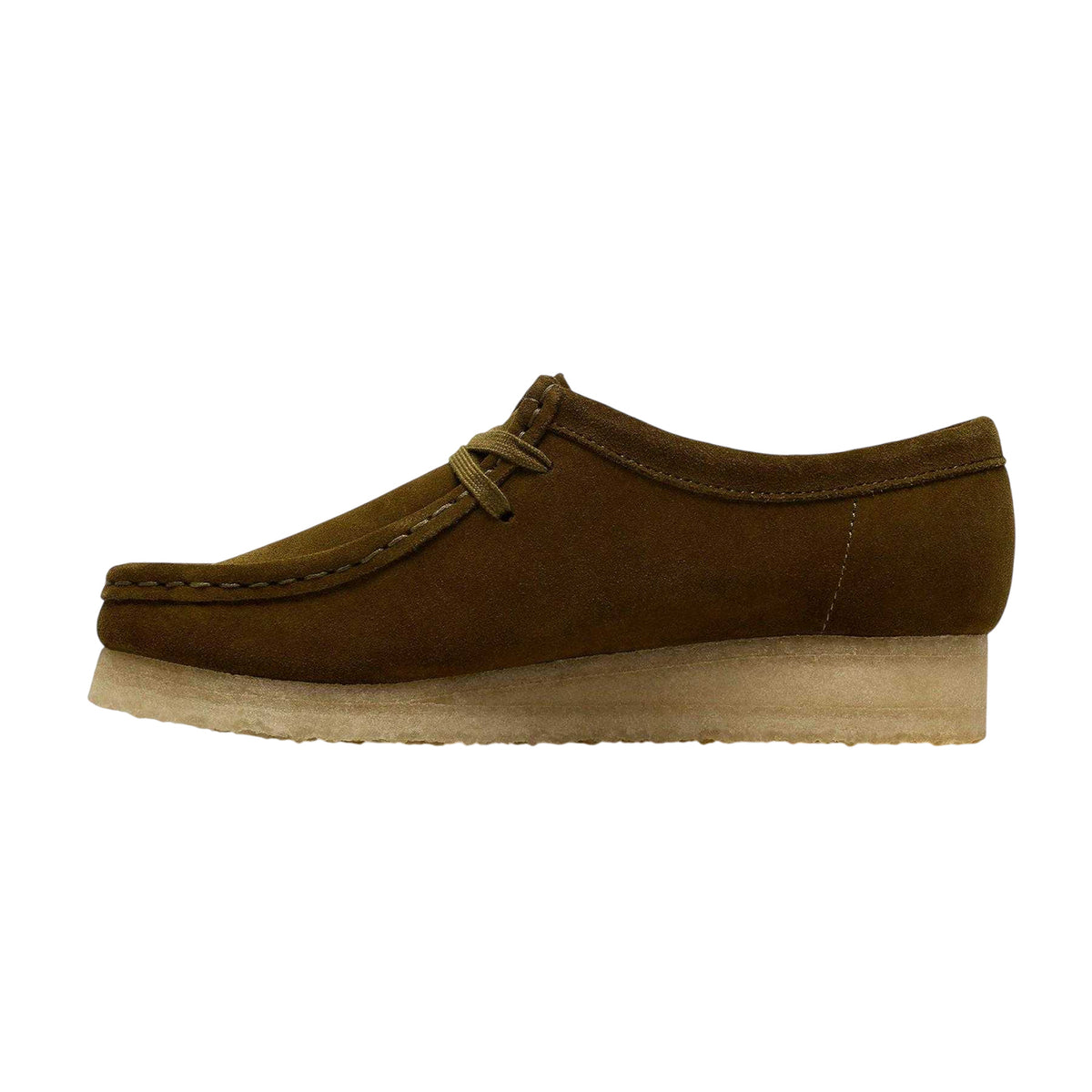 Olive - Side - Clarks Originals Womens-Ladies Wallabee Suede Moc Toe Formal Shoes