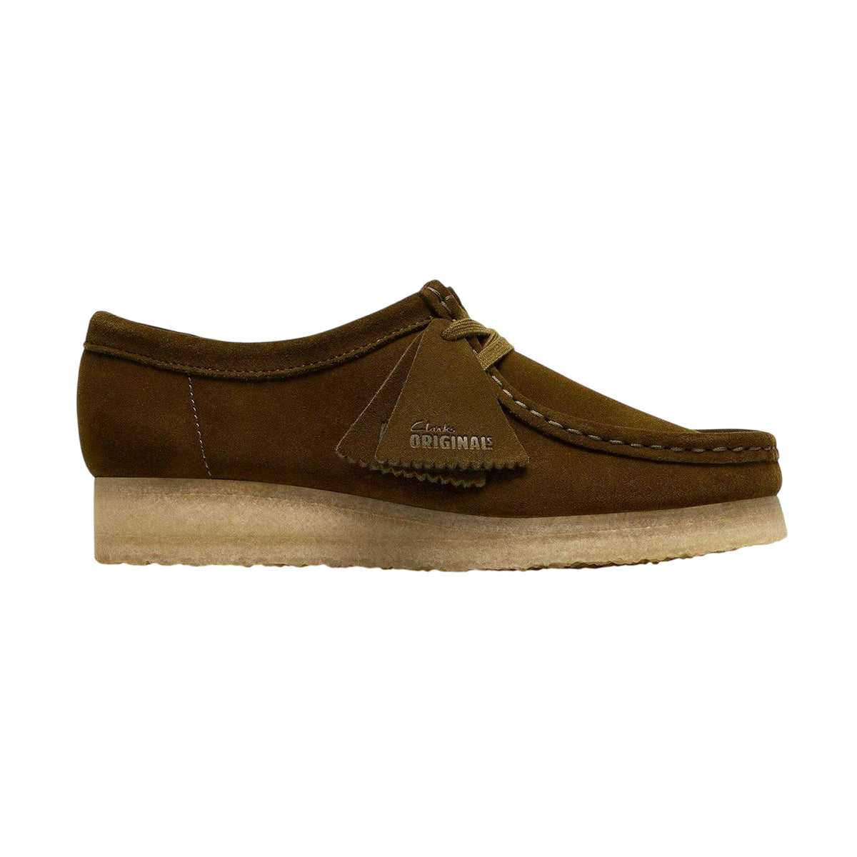 Olive - Lifestyle - Clarks Originals Womens-Ladies Wallabee Suede Moc Toe Formal Shoes