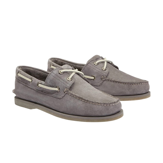 Natural - Front - Timberland Mens Classic Textured Leather Contrast Laces Flat Boat Shoes
