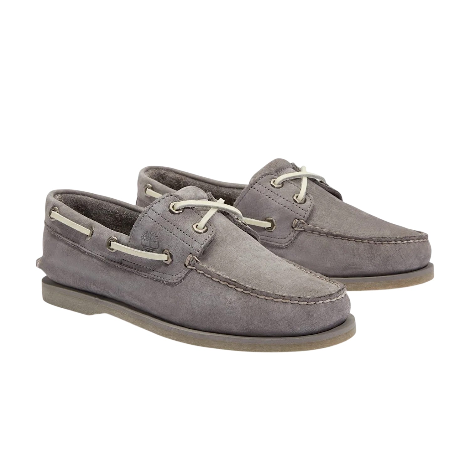 Natural - Front - Timberland Mens Classic Textured Leather Contrast Laces Flat Boat Shoes