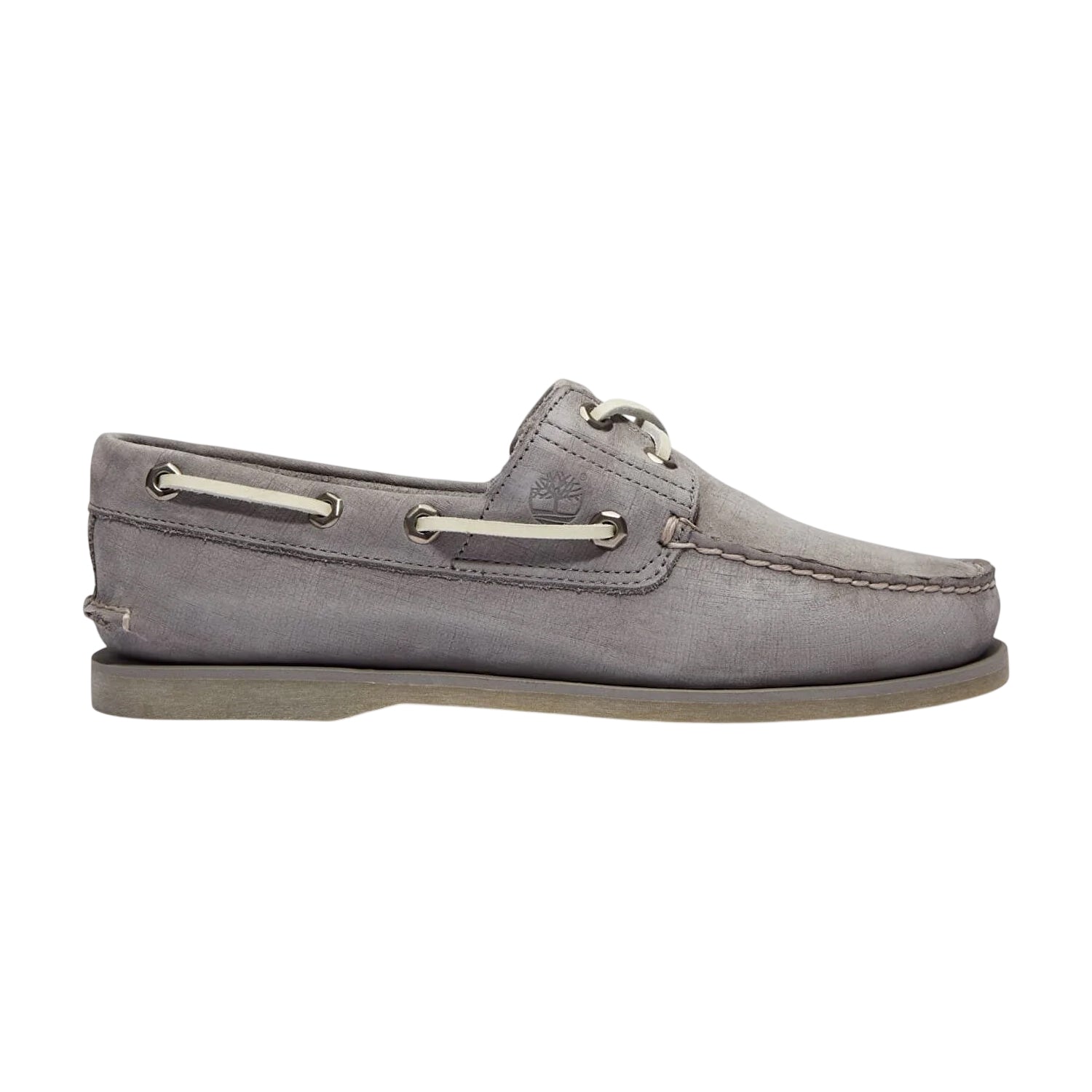 Natural - Side - Timberland Mens Classic Textured Leather Contrast Laces Flat Boat Shoes