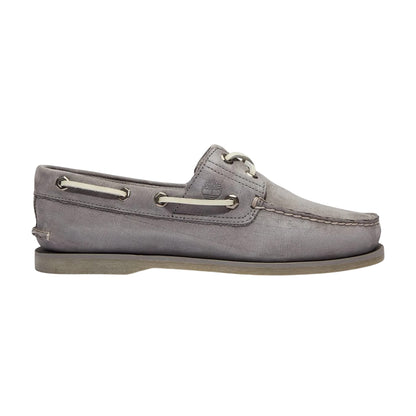 Natural - Side - Timberland Mens Classic Textured Leather Contrast Laces Flat Boat Shoes