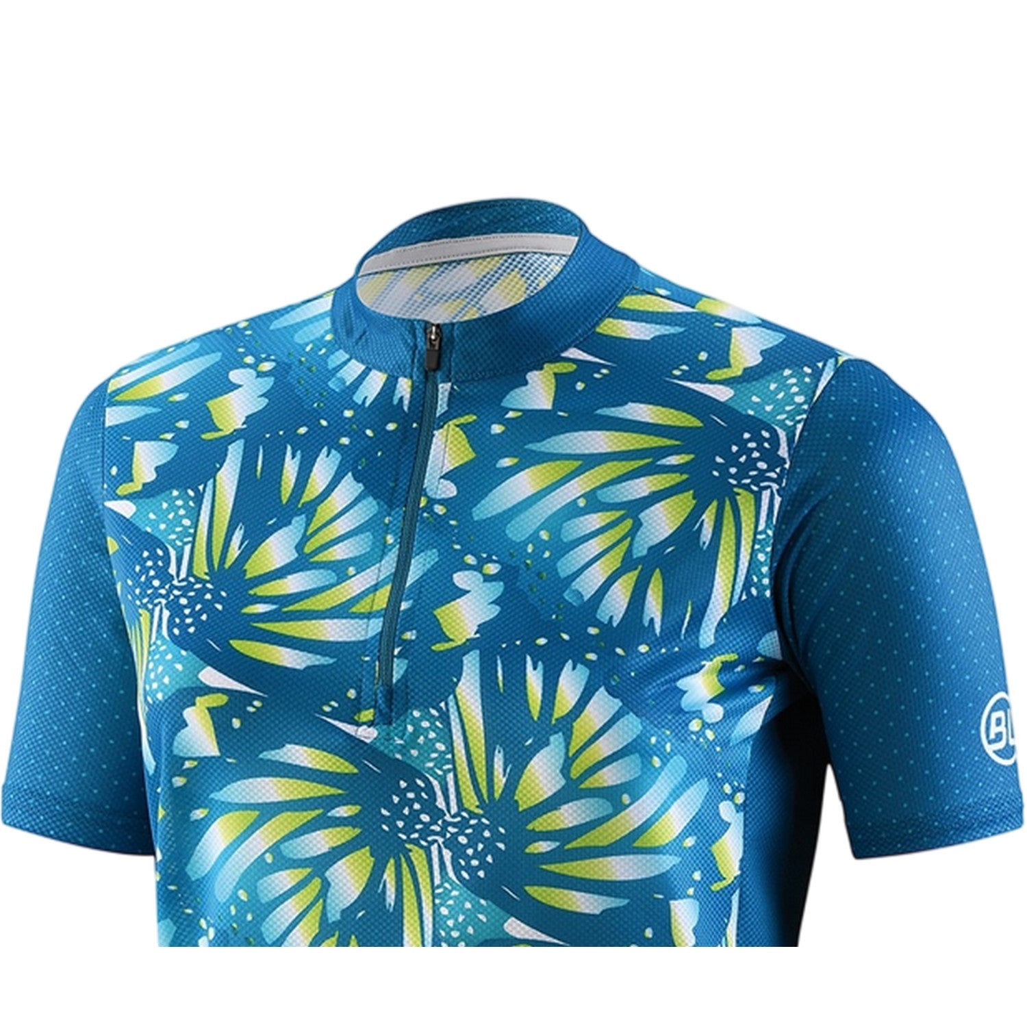 Turquoise - Side - Bicycle Line Womens-Ladies Half Zip Loose Fit Jersey