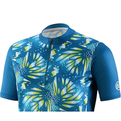 Turquoise - Side - Bicycle Line Womens-Ladies Half Zip Loose Fit Jersey