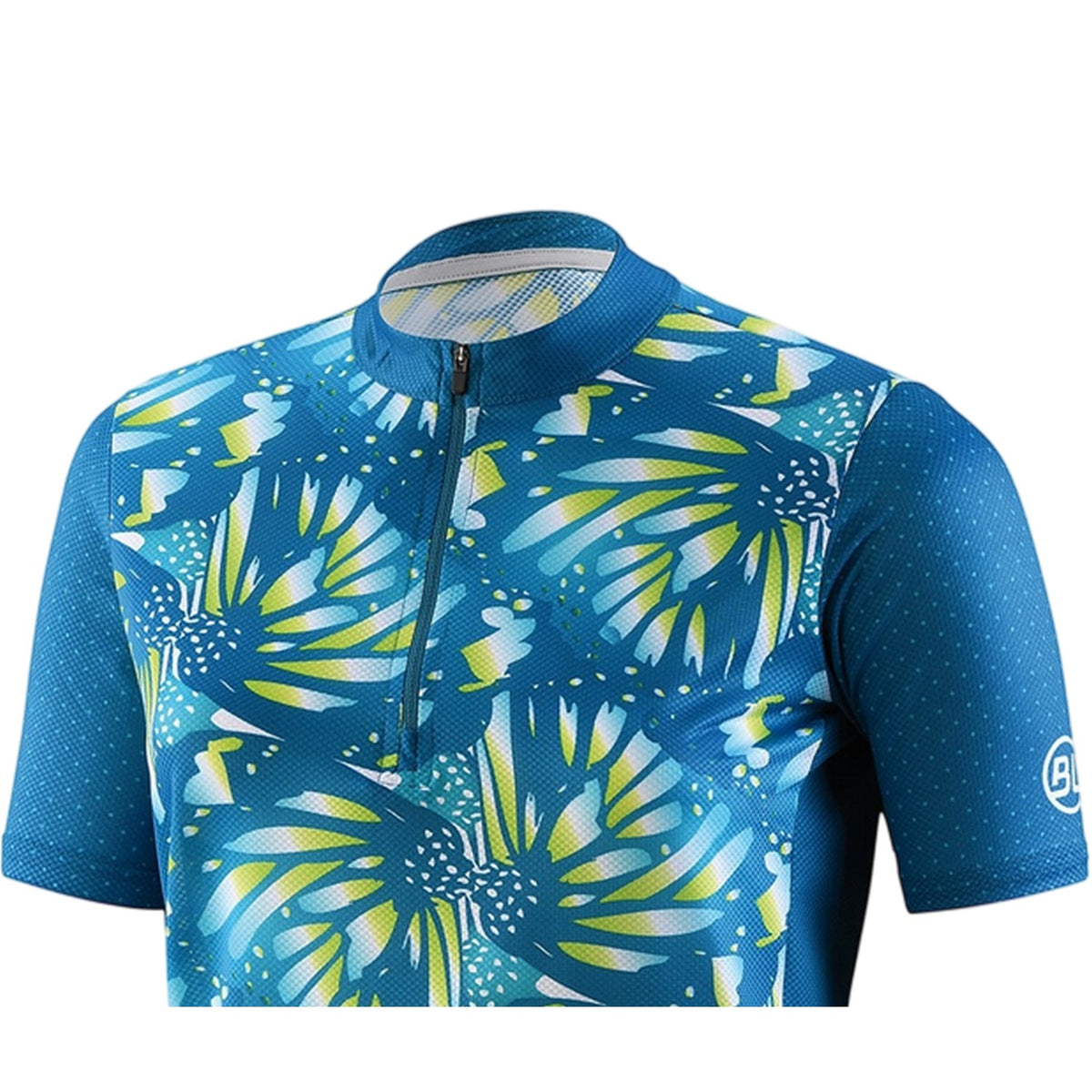 Turquoise - Side - Bicycle Line Womens-Ladies Half Zip Loose Fit Jersey