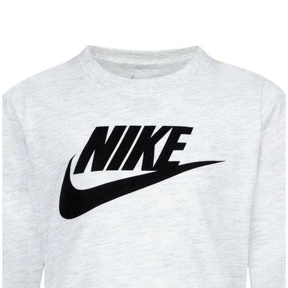 White - Side - Nike Childrens-Kids Futura Swoosh Long-Sleeved T-Shirt