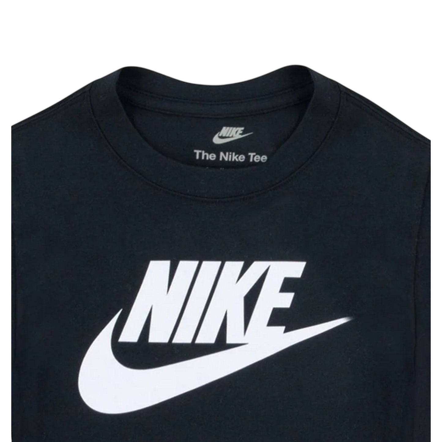 Black - Side - Nike Childrens-Kids Futura Swoosh Long-Sleeved T-Shirt