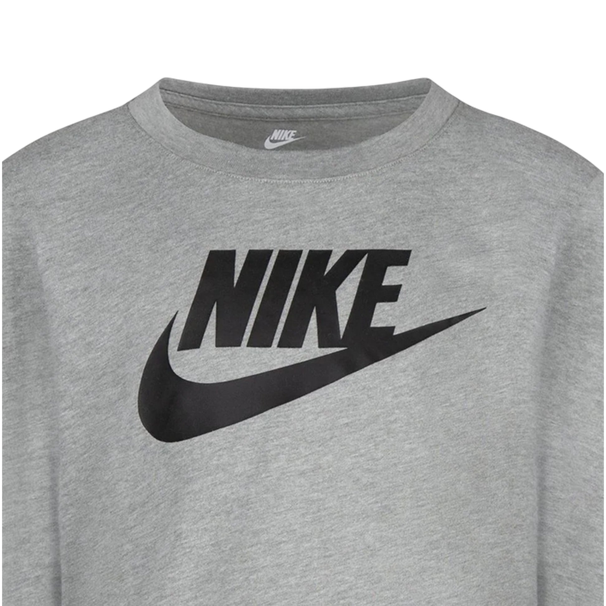 Dark Grey - Side - Nike Childrens-Kids Futura Swoosh Long-Sleeved T-Shirt
