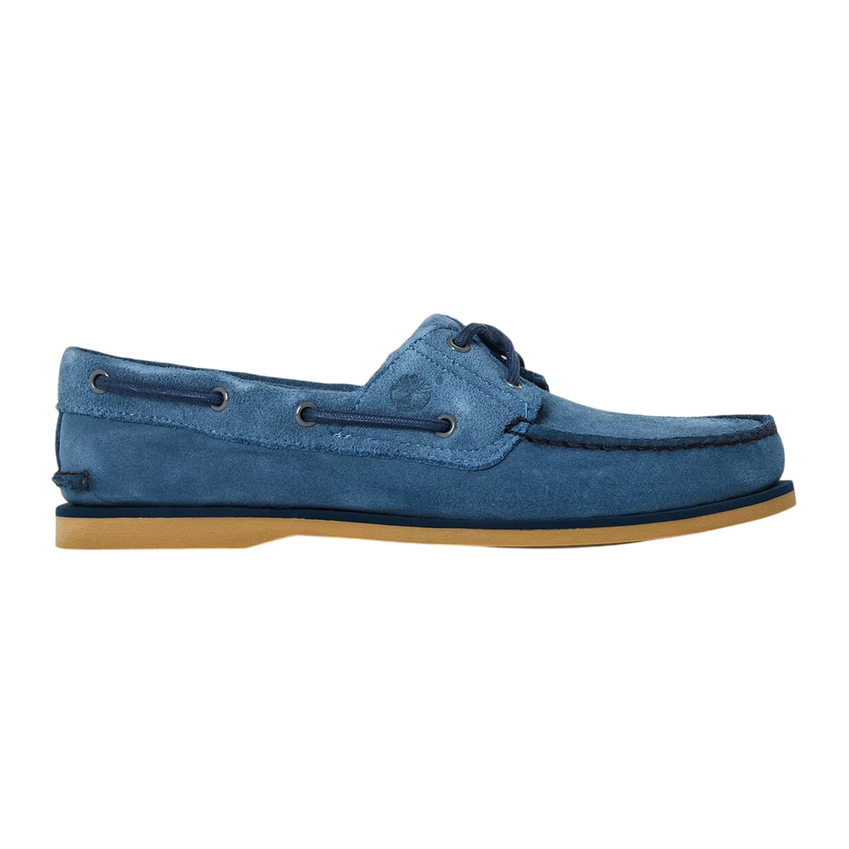 Medium Blue - Front - Timberland Mens Classic Textured Suede Lace Up Boat Shoes