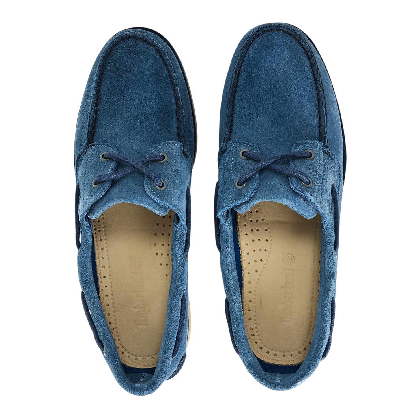 Medium Blue - Side - Timberland Mens Classic Textured Suede Lace Up Boat Shoes