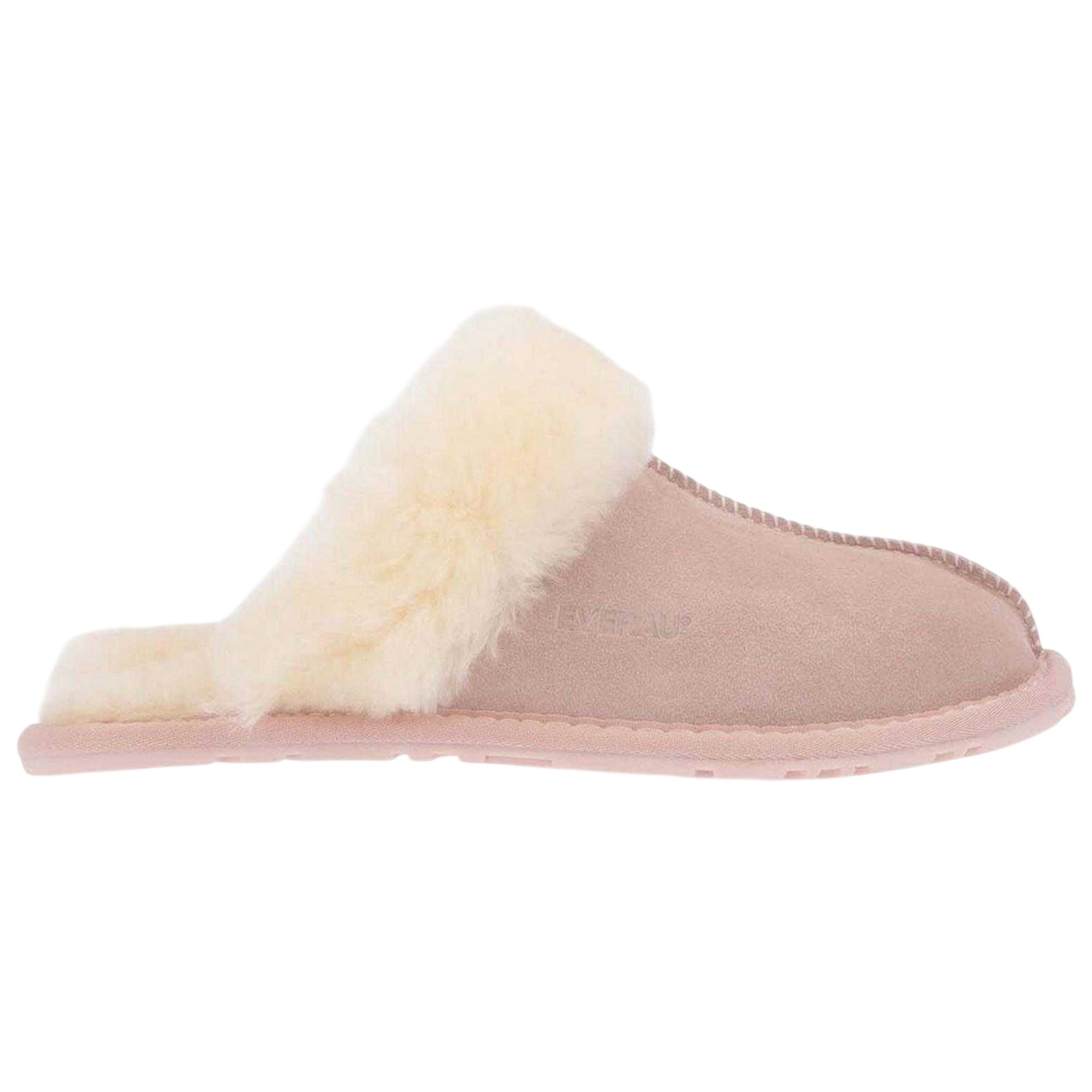 Pink - Side - EverAu Womens-Ladies Harrier Suede Slippers