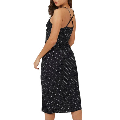 Black-White - Back - Brave Soul Womens-Ladies Polka Dot Midi Dress