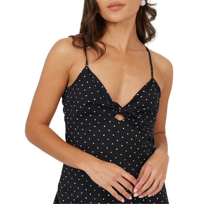 Black-White - Side - Brave Soul Womens-Ladies Polka Dot Midi Dress