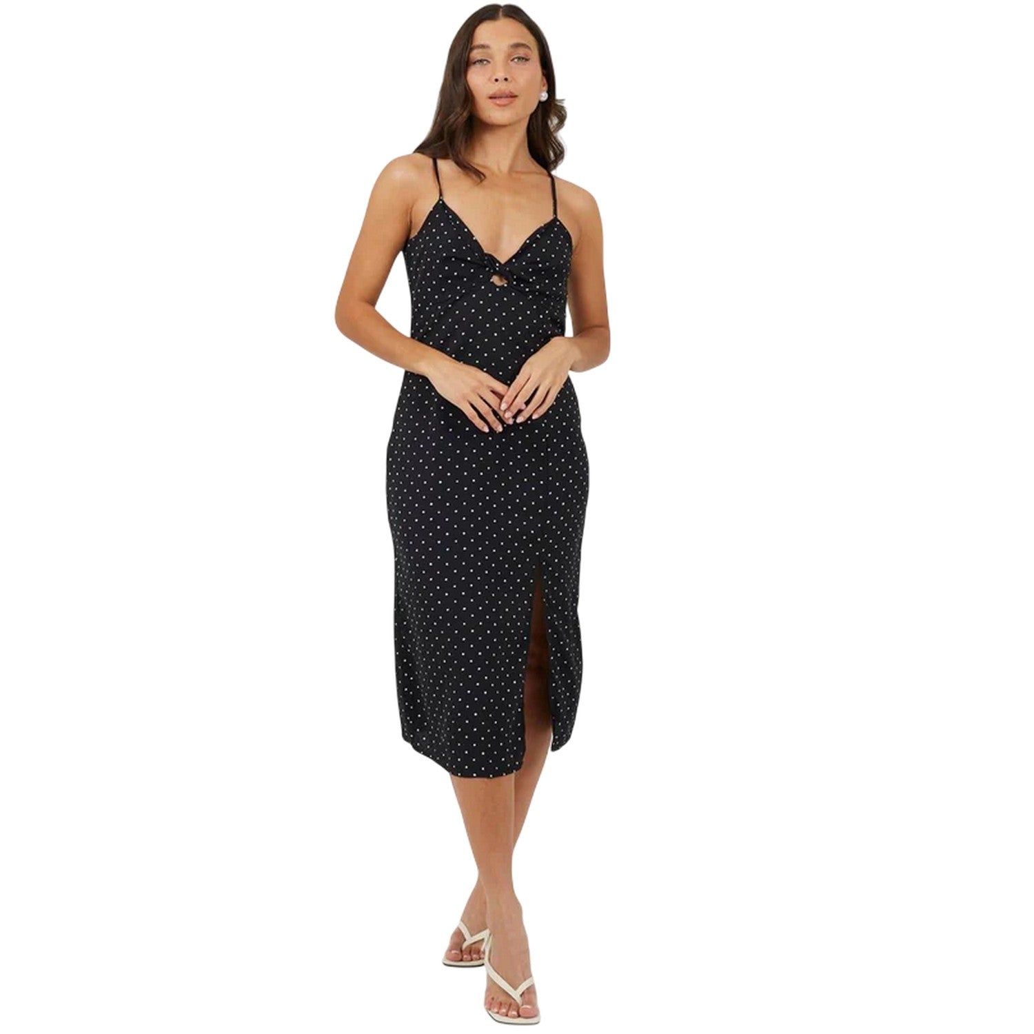 Black-White - Lifestyle - Brave Soul Womens-Ladies Polka Dot Midi Dress