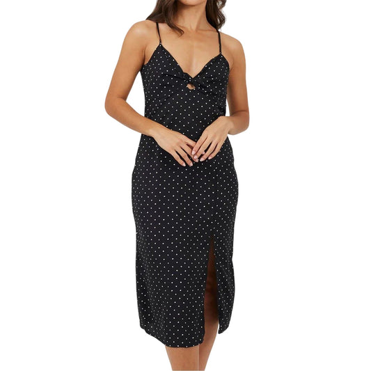 Black-White - Front - Brave Soul Womens-Ladies Polka Dot Midi Dress
