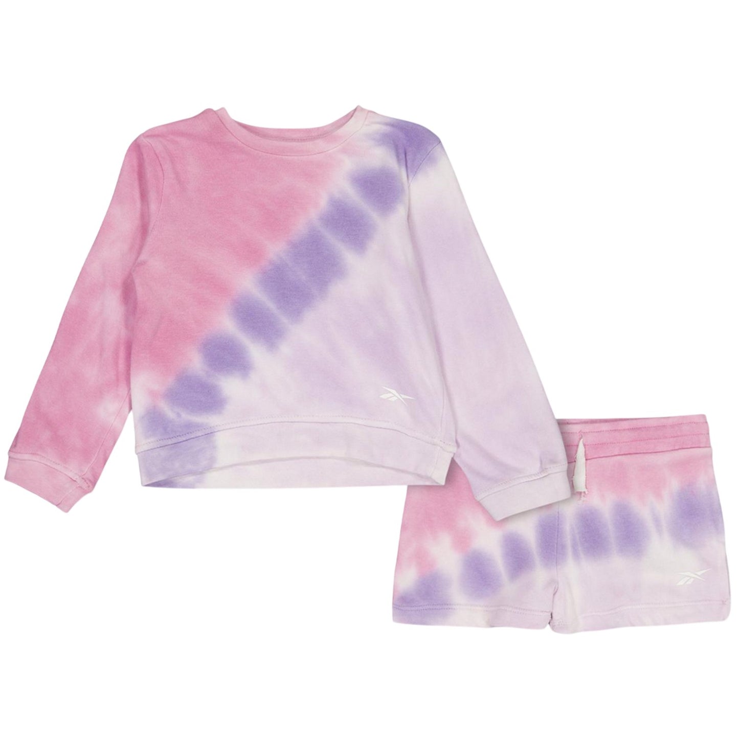 Sachet Pink Tie Dye - Front - Reebok Baby Girls Tie Dye Sweatshirt and Shorts Set