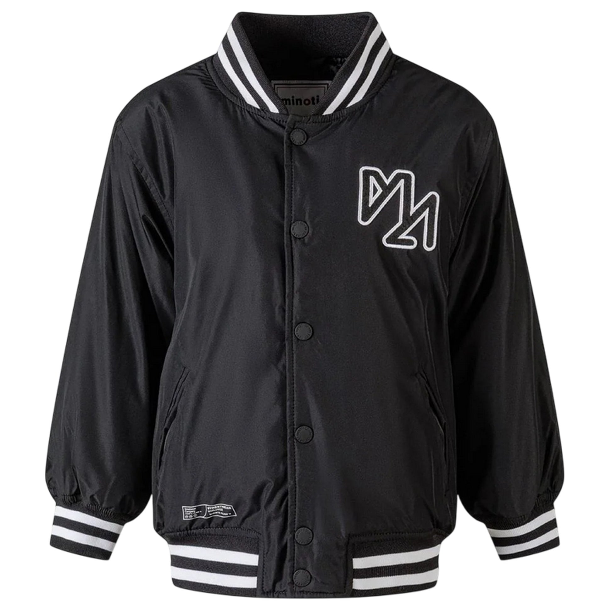 Black - Side - Minoti Boys Detachable Hood Baseball Padded Jacket