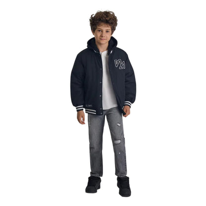 Black - Lifestyle - Minoti Boys Detachable Hood Baseball Padded Jacket