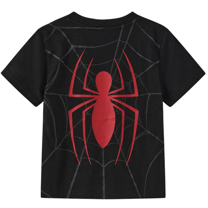 Black - Side - Marvel Childrens-Kids Spider-Man T-Shirt Set