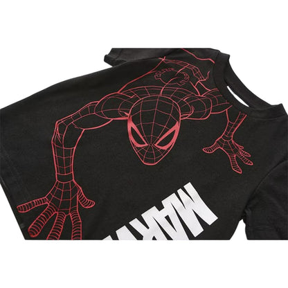 Black - Close up - Marvel Childrens-Kids Spider-Man T-Shirt Set