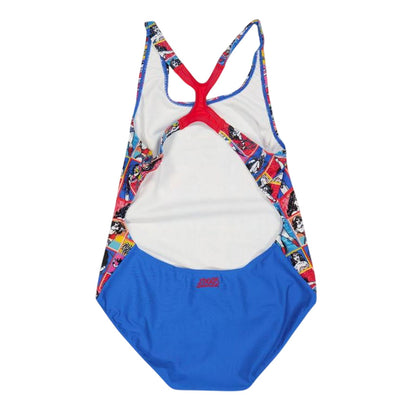 Multicoloured - Back - Zoggs Girls Wonder Woman Racerback One Piece Swimsuit