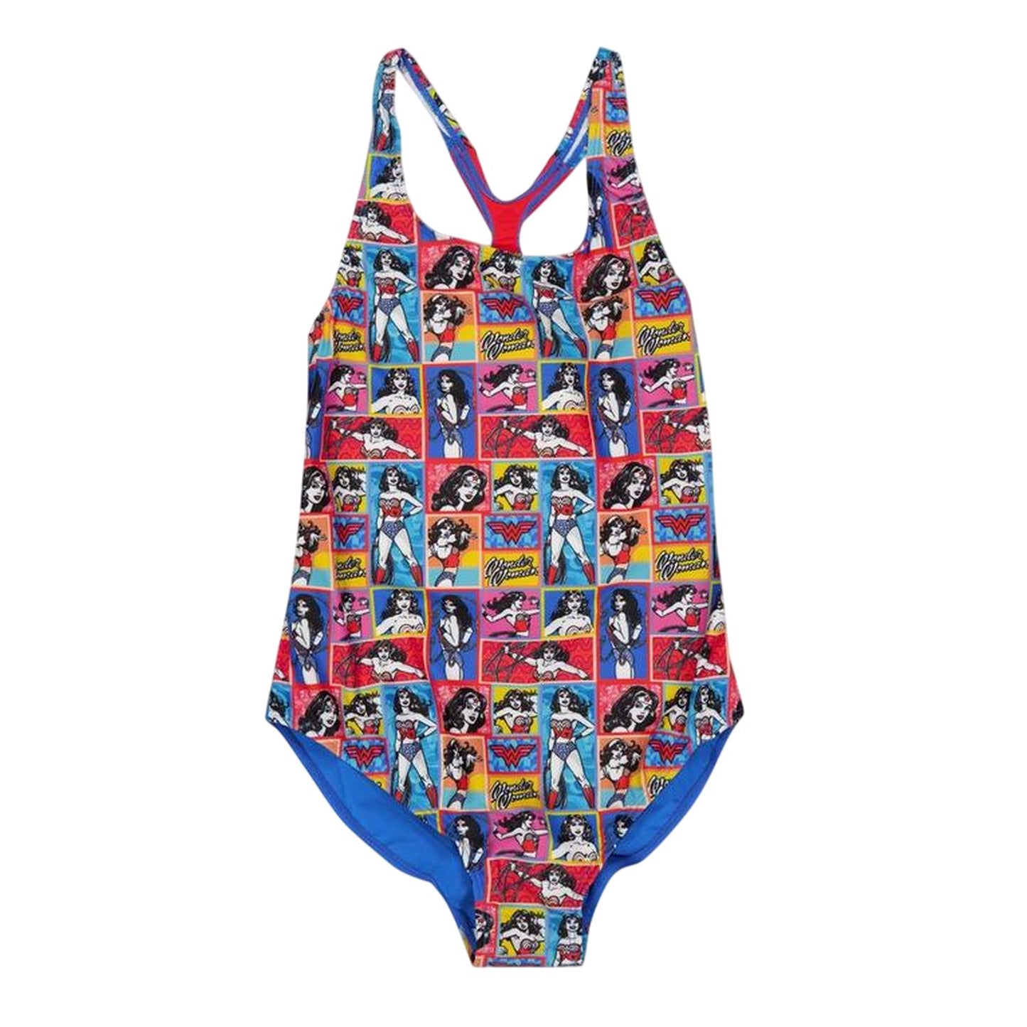 Multicoloured - Front - Zoggs Girls Wonder Woman Racerback One Piece Swimsuit
