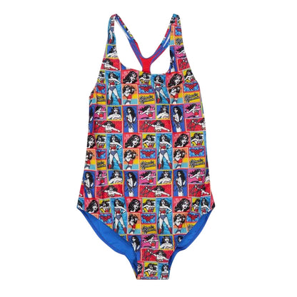 Multicoloured - Front - Zoggs Girls Wonder Woman Racerback One Piece Swimsuit