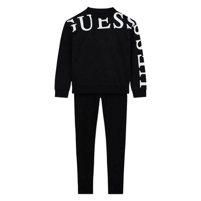 Black - Front - Guess Childrens-Kids Lettering Top And Leggings Set