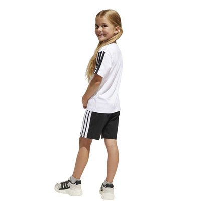White-Black - Back - Adidas Childrens-Kids Essential T-Shirt & Shorts Set