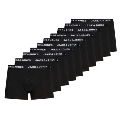 Black - Front - Jack And Jones Mens Cotton Blend Boxer Shorts (Pack of 10)