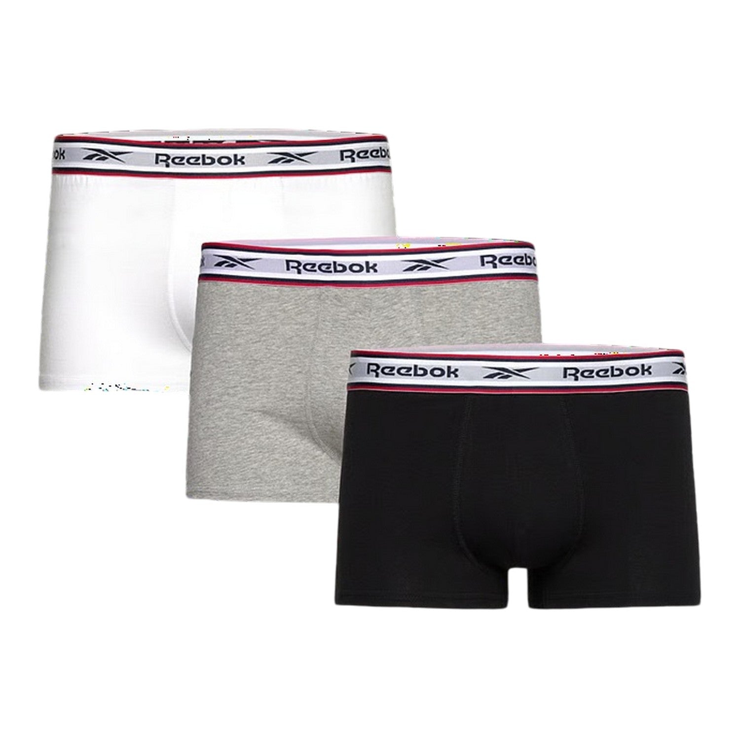 Black-White-Grey - Front - Reebok Mens Boxer Shorts (Pack of 3)