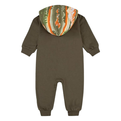 Olive - Back - Nike Baby Printed Hooded Babysuit