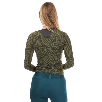 Khaki Green - Back - Skins Womens-Ladies Series-3 Nylon Long-Sleeved Top
