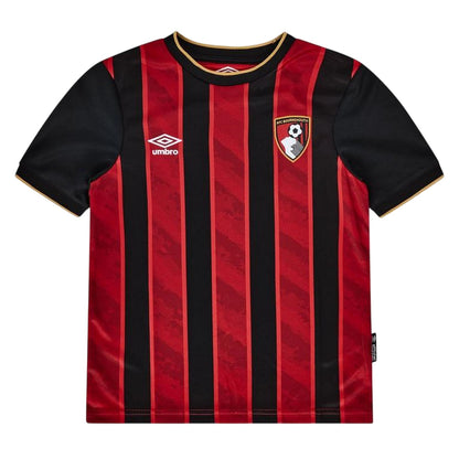 Caviar-Red - Front - Umbro Childrens-Kids AFC Bournemouth Ribbed Collar Football Jersey