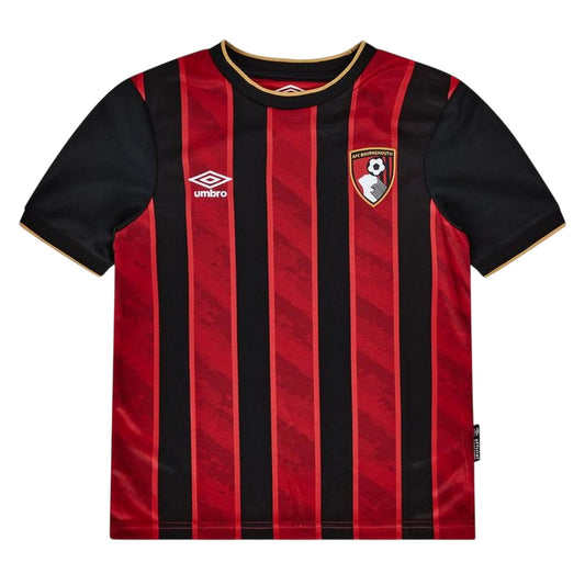 Caviar-Red - Front - Umbro Childrens-Kids AFC Bournemouth Ribbed Collar Football Jersey