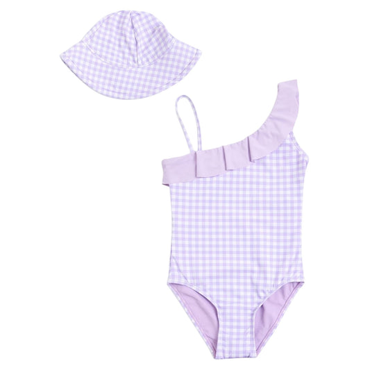 Purple - Front - Threadbare Girls One Piece Swimsuit Set