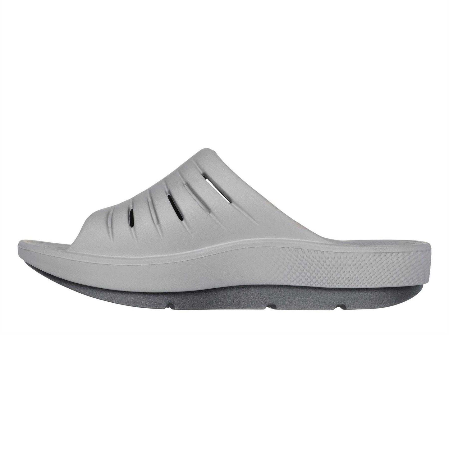 Grey - Back - Skechers Childrens-Kids Flat Sports Sandals