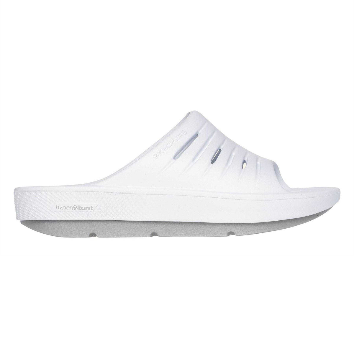 White-Grey - Side - Skechers Womens-Ladies Flat Sports Sandals