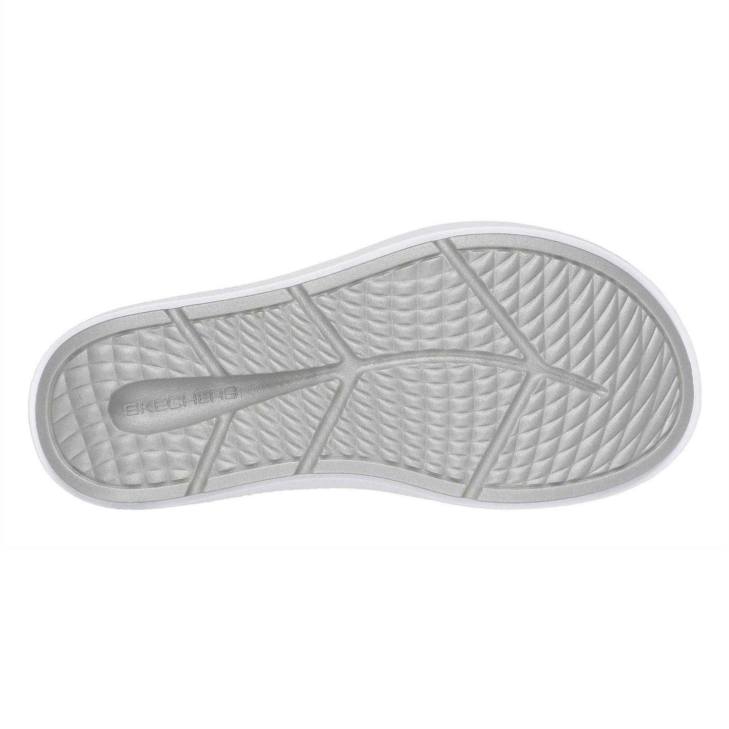 White-Grey - Pack Shot - Skechers Childrens-Kids Flat Sports Sandals