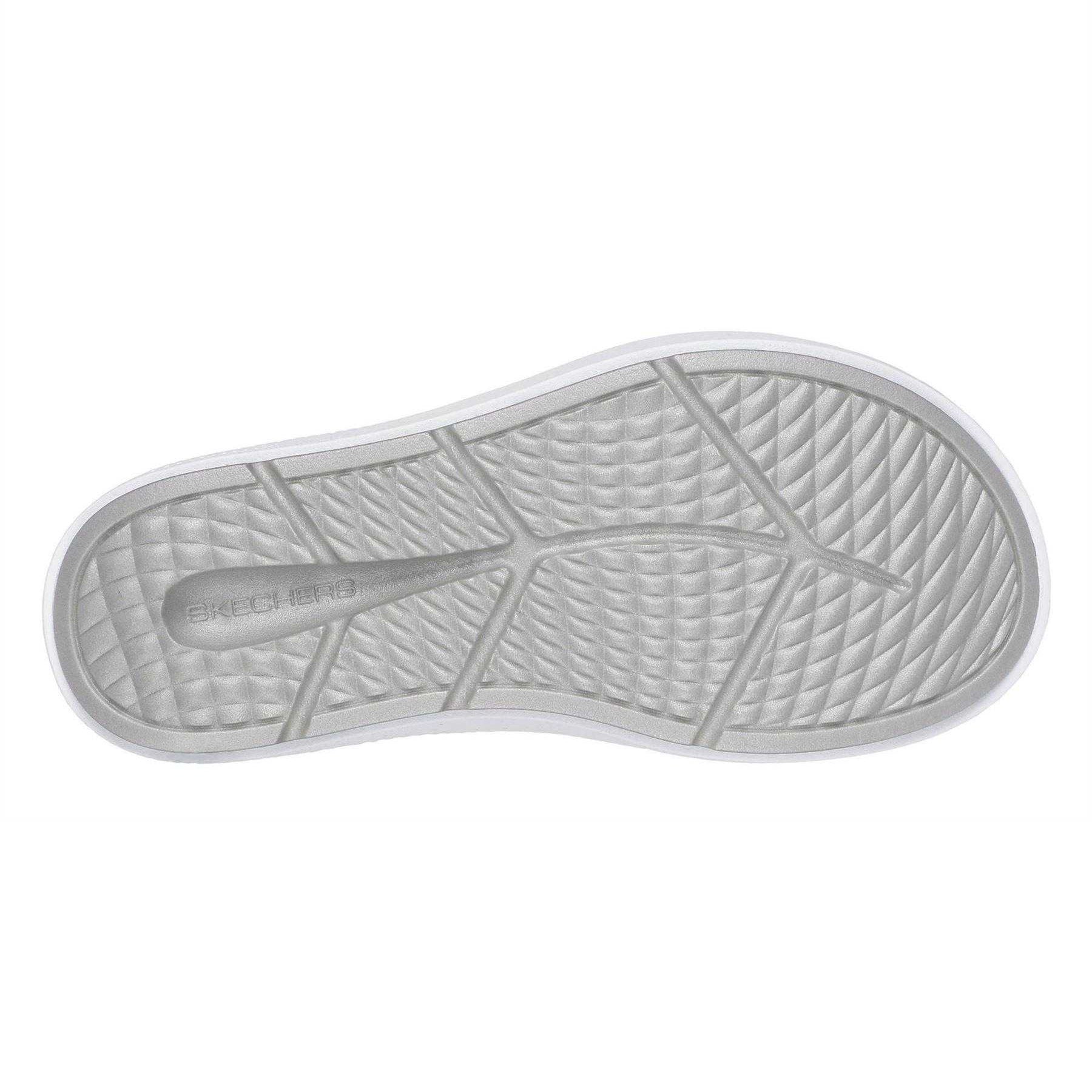 White-Grey - Pack Shot - Skechers Childrens-Kids Flat Sports Sandals
