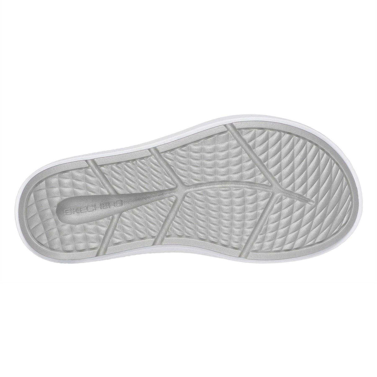 White-Grey - Pack Shot - Skechers Womens-Ladies Flat Sports Sandals