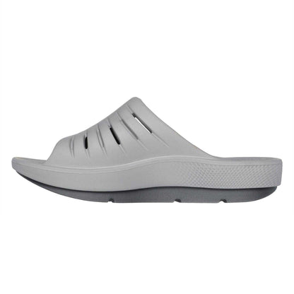 Grey - Back - Skechers Womens-Ladies Flat Sports Sandals