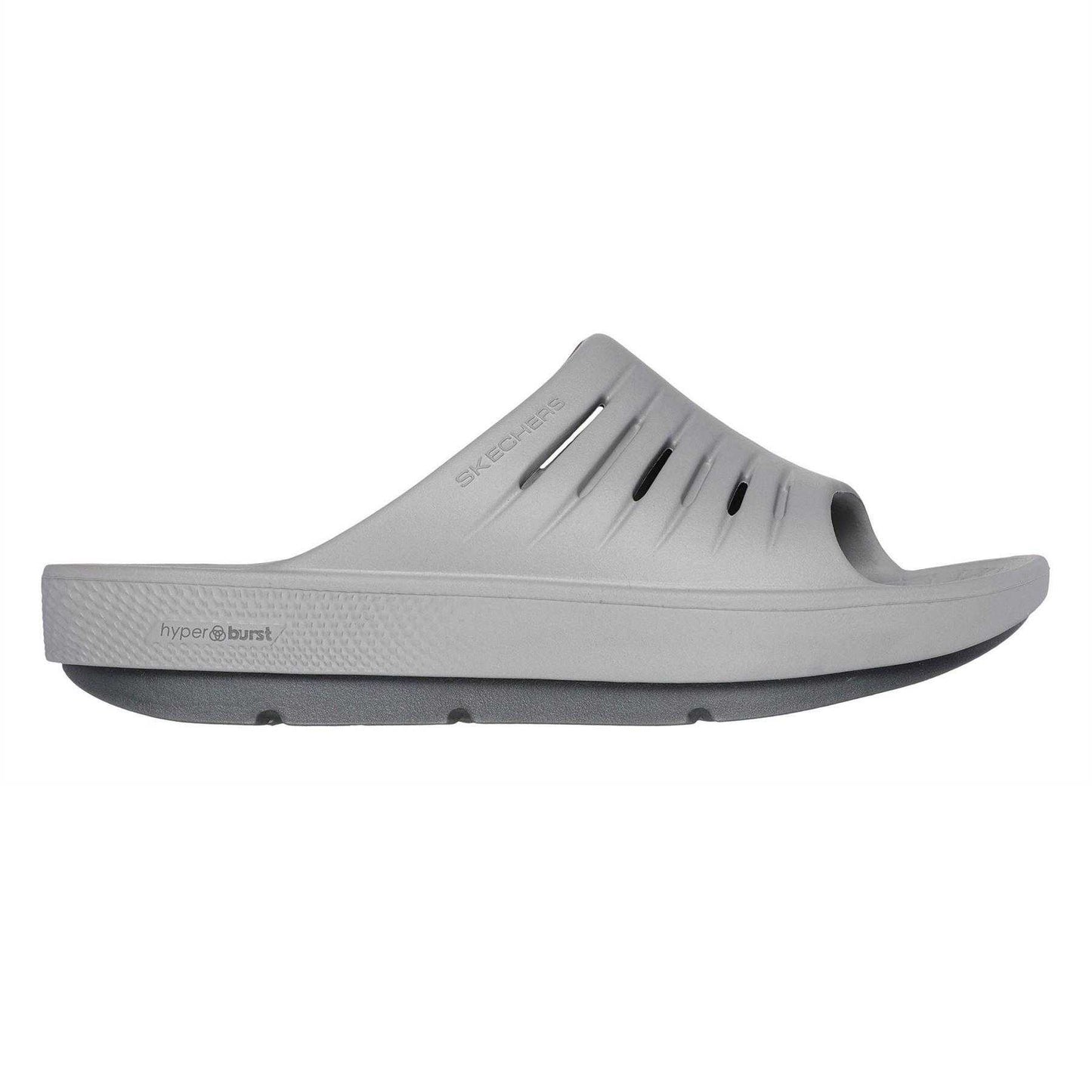 Grey - Side - Skechers Childrens-Kids Flat Sports Sandals