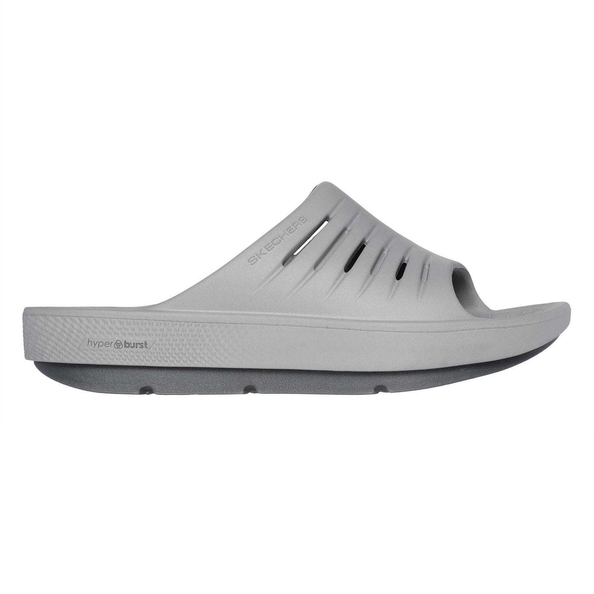 Grey - Side - Skechers Womens-Ladies Flat Sports Sandals