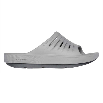Grey - Side - Skechers Womens-Ladies Flat Sports Sandals